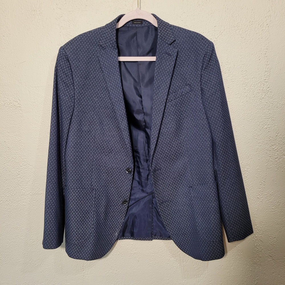 jf j.ferrar Blue Sport Coat with Notch Lapel